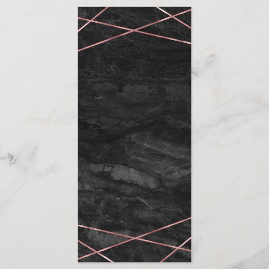 Menu Rose en marbre noir Ligne or Mariage géométrique M (Dos)
