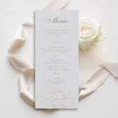 Menu Rose Faux Embossés Mariage classique ivoire