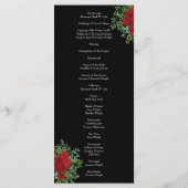 Menu Rose Floral Black et Red Peony Mariage (Dos)