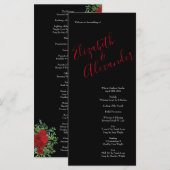 Menu Rose Floral Black et Red Peony Mariage (Devant / Derrière)