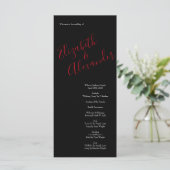 Menu Rose Floral Black et Red Peony Mariage (Debout devant)