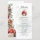 Menu rose Floral Eucalyptus Mariage (Devant / Derrière)