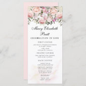 Menu rose Floral Funeral (Devant / Derrière)