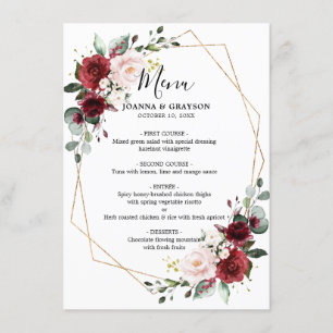Menu Rose floral romantique de Burgundy rouge