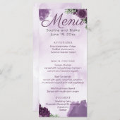 Menu Rose foncé violet Floral gothique Mariage (Devant / Derrière)