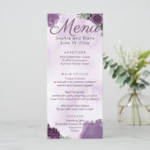Menu Rose foncé violet Floral gothique Mariage (Debout devant)