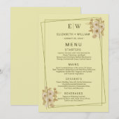 Menu Rose Frame – Monogram Celestial Yellow Wedding (Devant / Derrière)