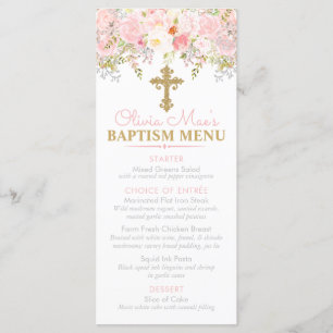 Menu Rose Garden Girl Baptism Événement personnalisé