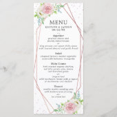 Menu Rose géométrique chic Gold Foil Mariage floral (Devant)
