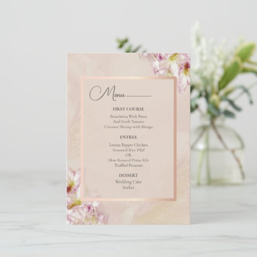 Menu Rose Gold Azalea Mariage (Debout devant)