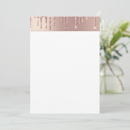 Menu Rose Gold Blush Glitter Sparkle Drips Chic (Debout devant)