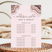 Menu Rose Gold Blush Parties scintillant Agate Service
