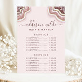 Menu Rose Gold Blush Parties scintillant Agate Service