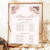 Menu Rose Gold Blush Parties scintillant Agate Service