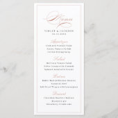Menu Rose Gold Classic Élégance Script Mariage simple (Devant)