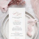 Menu Rose Gold Classic Élégance Script Mariage simple<br><div class="desc">Cette carte de menu élégante présente un script noir classique et un cadre fin en or rose mauve rose et noir poussiéreux,  simple et élégant,  idéal pour mariage classique,  mariage vintage,  mariage formel et autres événements de fête. Voir toutes les pièces correspondantes de la collection</div>