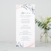Menu Rose Gold Dusty Blue Greenery Mariage géométrique (Debout devant)