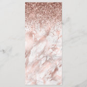 Menu Rose Gold Faux Paillettes Mariage Script (Dos)
