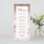 Menu Rose Gold Faux Paillettes Mariage Script (Debout devant)