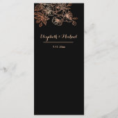 Menu Rose Gold Floral Line Art Black Wedding (Dos)