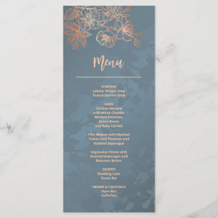 Menu Rose Gold Floral Line Art Mariage