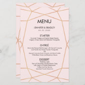 Menu Rose Gold Géométrique | Couleur personnalisée (Devant / Derrière)