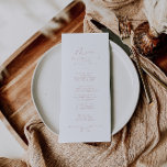 Menu Rose Gold Idyllic Stylish Calligraphie Dîner<br><div class="desc">Cette carte de menu rose or idyllique et élégante calligraphie est parfaite pour un mariage rustique. Le design sobre et élégant présente une typographie de script classique et sophistiquée en or rose. Ce menu peut être utilisé pour une réception de mariage, un dîner de répétition, une douche nuptiale ou tout...</div>
