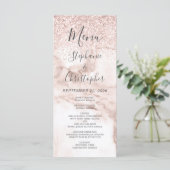 Menu Rose  Gold Marble Parties scintillant Mariage élég (Debout devant)