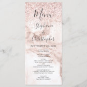 Menu Rose  Gold Marble Parties scintillant Mariage élég (Devant)