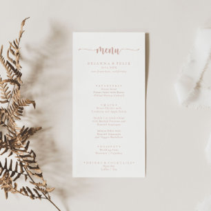 Menu rose Gold Minimaliste Calligraphie