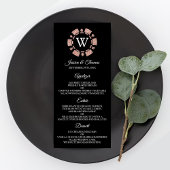 Menu Rose Gold Monogram Poker Chip Casino Mariage