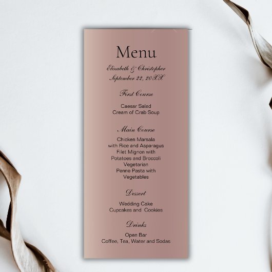 Menu Rose Gold Rose Tendances Mariage Moderne