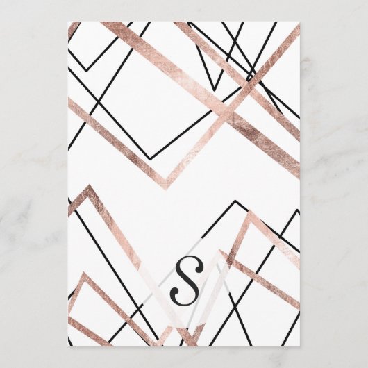 Menu Rose Gold White Linear Triangle Motif Abstrait (Dos)