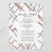Menu Rose Gold White Linear Triangle Motif Abstrait (Devant / Derrière)