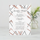 Menu Rose Gold White Linear Triangle Motif Abstrait (Debout devant)