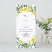 Menu Rose jaune clair Vintage Mariage de printemps (Debout devant)