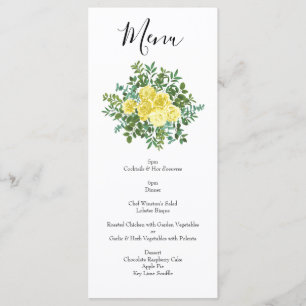 Menu Rose jaune clair Vintage Mariage de printemps