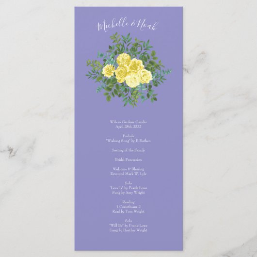 Menu Rose jaune et Mariage de fenêtre violet (Devant)