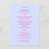Menu Rose Lilas Mariage Formel Simple (Devant)