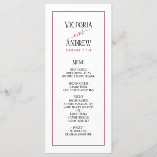 Menu Rose moderne Gold Script Mariage minimal