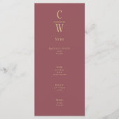 Menu Rose moderne Pink Gold Mariage Monogramme (Devant)