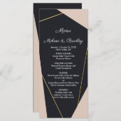 Menu rose noir et or géométrique (Devant / Derrière)