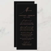 Menu Rose noir moderne or Mariage de script élégant (Devant / Derrière)