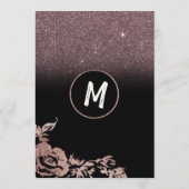 Menu Rose noir Parties scintillant or Floral Mariage Me (Dos)