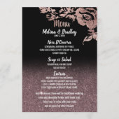 Menu Rose noir Parties scintillant or Floral Mariage Me (Devant)