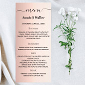 Menu rose or élégant mariage