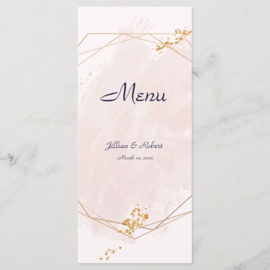 Menu Rose, or et marine, Mariage (Devant)
