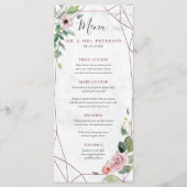 Menu Rose or géométrique Boho Floral Aquarelle Mariage (Devant)