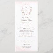 Menu Rose or simple crête botanique monogramme mariage (Devant)