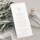 Menu Rose or simple élégant feuille monogramme mariage